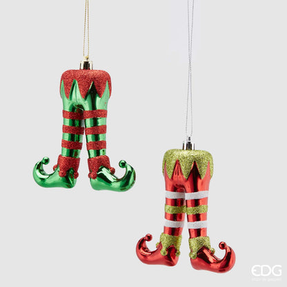 Calze di Elfo in plastica colorata, decoro per albero di Natale. Dimensioni: h 11 cm. In negozio e online su tuttochic.it