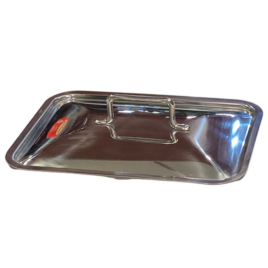 Coperchio rettangolare Pintinox professionale in acciaio inox per teglie e rostiere da forno 25x18 cm.
