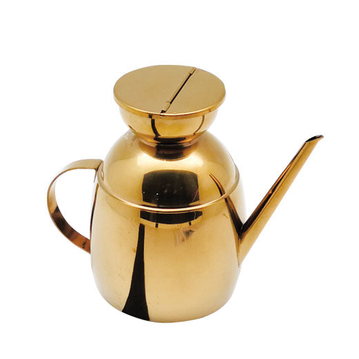 Oliera classica Tosca Gold Edition Olipac da 700 ml in acciaio inossidabile con finitura dorata lucida, beccuccio a lancia e coperchio apribile