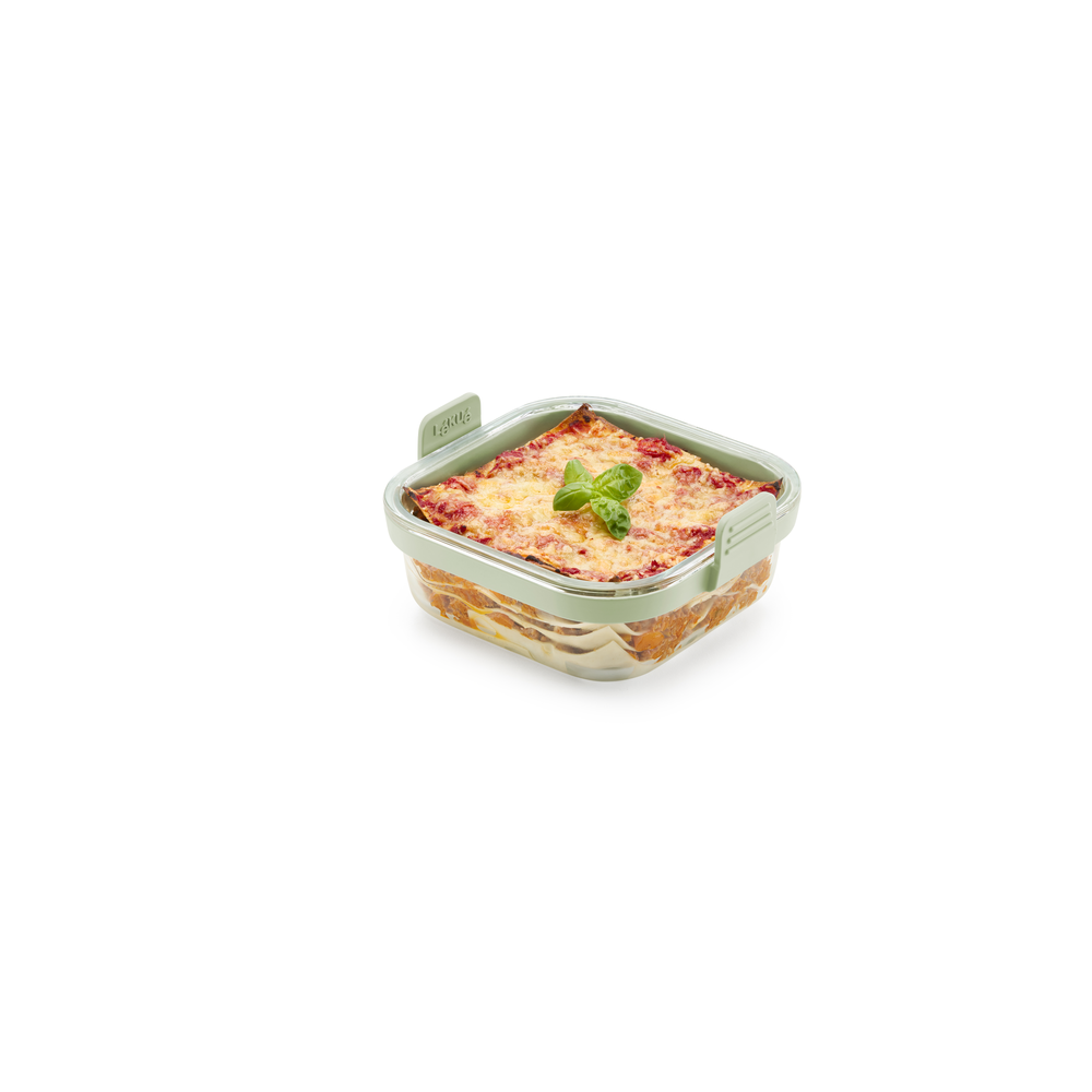 Cestello in vetro Lekuè quadrato con manici in silicone per friggitrice ad aria