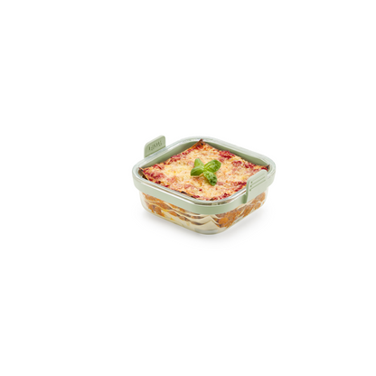 Cestello in vetro Lekuè quadrato con manici in silicone per friggitrice ad aria