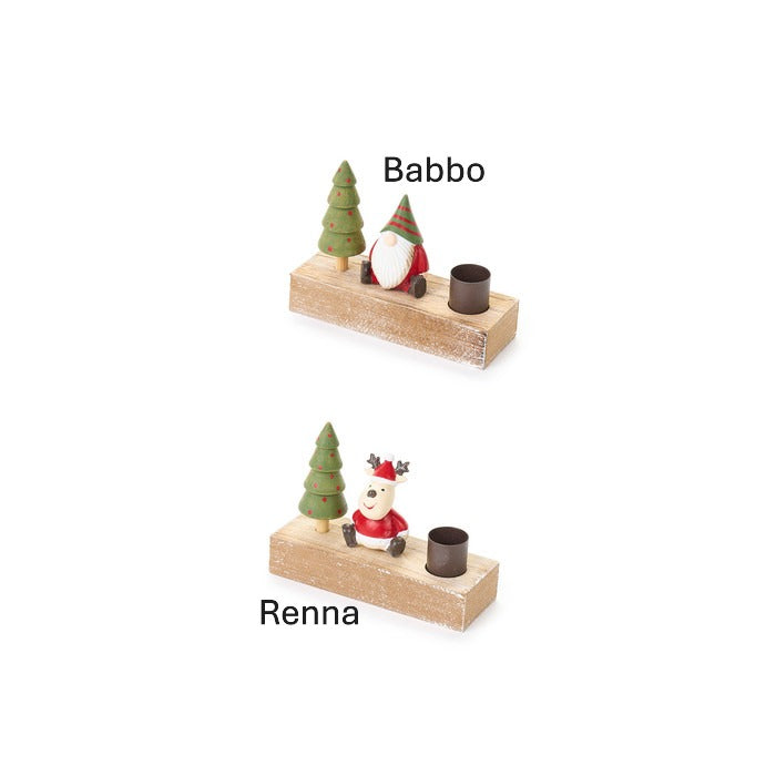 Portacandela in legno con Renna o Babbo Natale – La Giostra di Amelie

