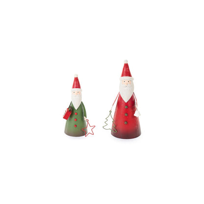 Set 2 Babbo Natale metallo decorativo di Nuvole di Stoffa alti cm 21 e 17.

