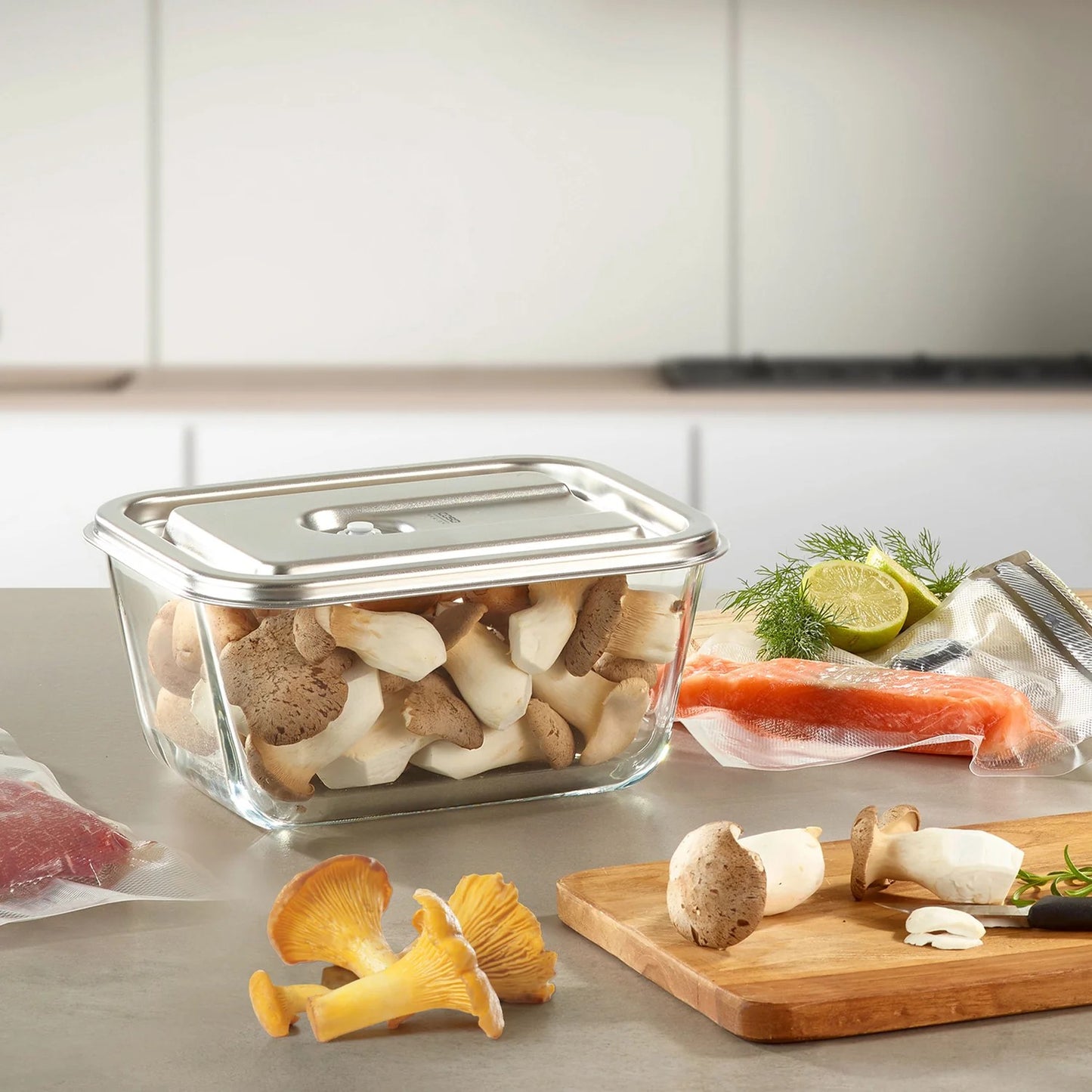 Contenitore VacuBoxx XL Caso Design in vetro borosilicato e acciaio inox