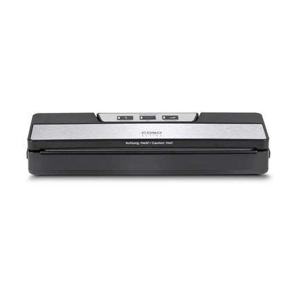 Barra per sottovuoto CASO Design VR 190 advanced in plastica nera con pannello frontale in acciaio inossidabile spazzolato.