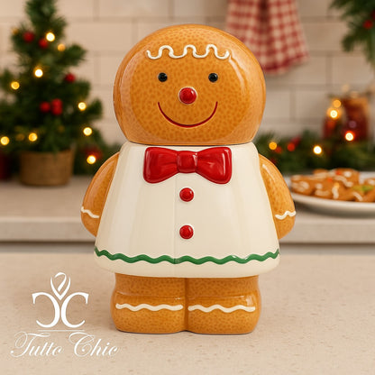 biscottiera Pan di Zenzero maschietto in ceramica