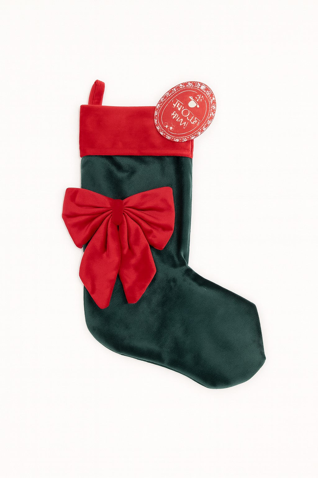 Calza di Natale in velluto con fiocco decorativo – 2 varianti colore