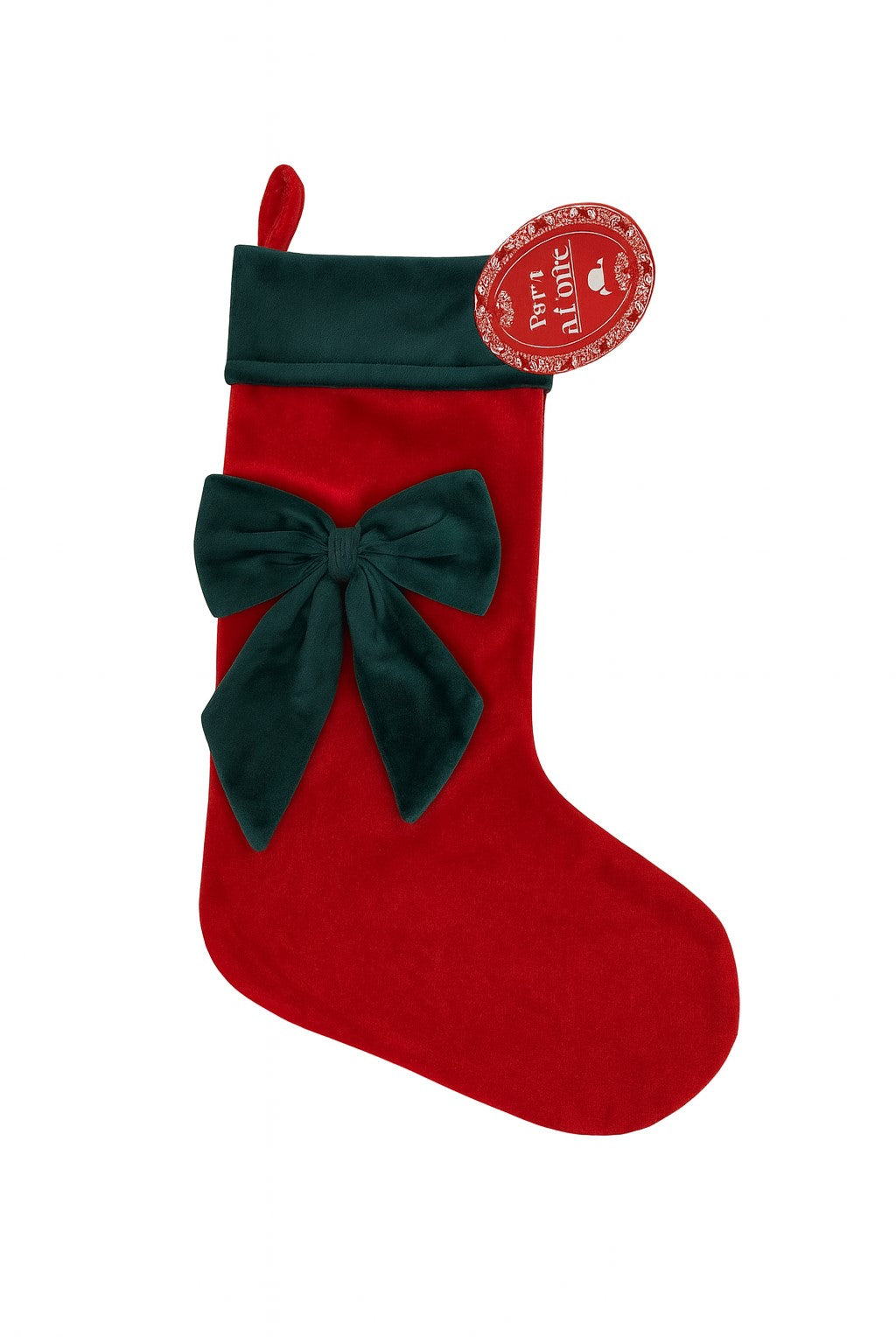 Calza di Natale in velluto con fiocco decorativo – 2 varianti colore