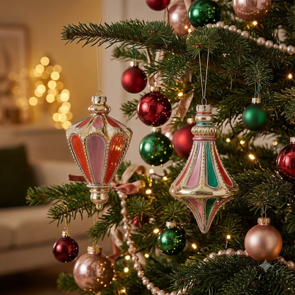 Decorazione per albero in vetro multicolor cm. 14. In negozio e online su tuttochic.it