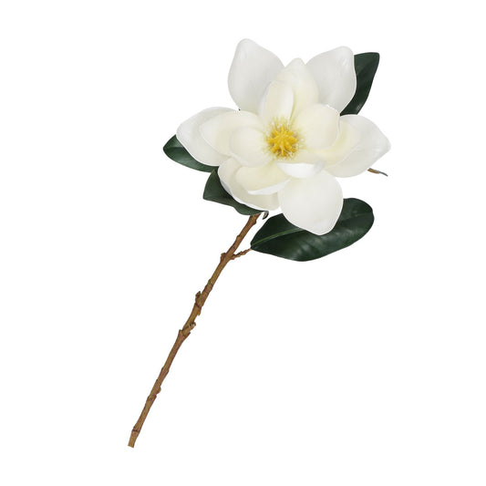 Fiore artificiale di Magnolia real touch Petali in lattice di colore bianco, foglie e stelo in plastica di colore verde e marrone. Dimensioni: altezza cm 70. In negozio e online su tuttochic.it