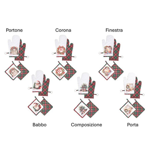 Set presina e guantone in cotone natalizio

