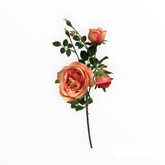 Rosa artificiale x 3 rametti. Dimensioni: h cm. 58 Colore: rosa/giallo Petali e foglie in tessuto, stelo in plastica In negozio e online su tuttochic.it