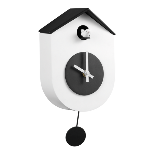 Orologio da parete cucù bianco e nero Mascagni Casa con pendolo e funzione notte automatica

