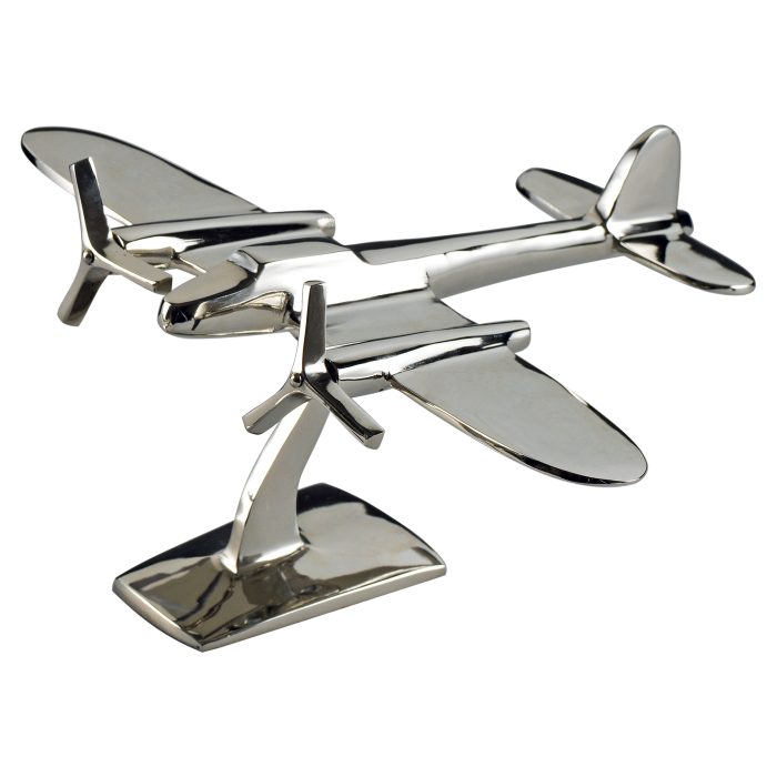 Aeroplano soprammobile in fusione di alluminio. Dimensione: cm 30,5 x 24 x 14 h. In negozio e online su tuttochic.it 