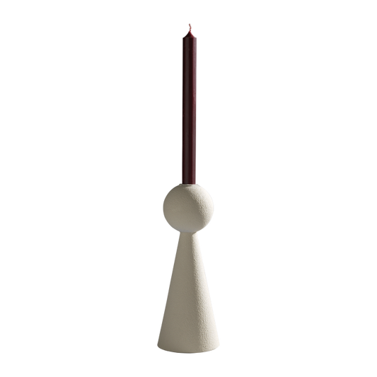 Portacandela in metallo effetto ceramica talco Mascagni Casa H 17,5 x Ø 9 cm, senza candela

