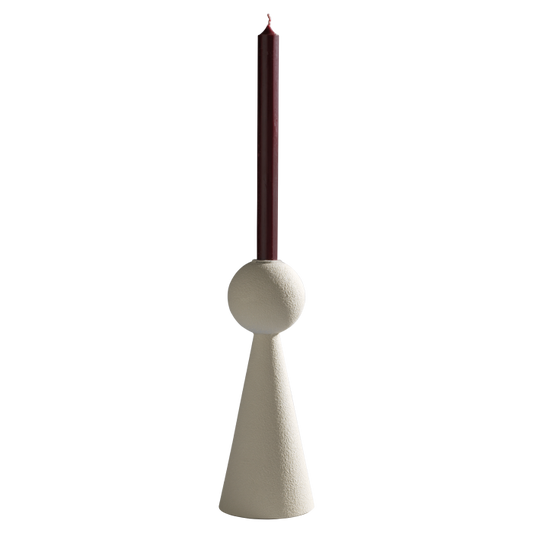 Portacandela in metallo effetto ceramica talco Mascagni Casa H 26,5 x Ø 10 cm, senza candela
