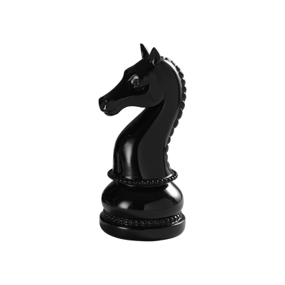 Figura decorativa Cavallo degli Scacchi in resina nera Mascagni Casa 22,5 cm – Collezione Black Chess

