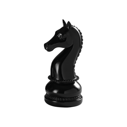 Figura decorativa Cavallo degli Scacchi in resina nera Mascagni Casa 22,5 cm – Collezione Black Chess

