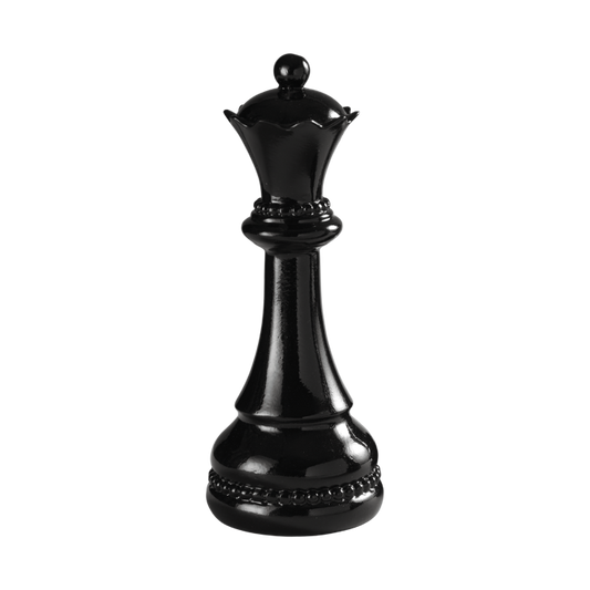 Figura decorativa Regina degli Scacchi in resina nero lucido Ø 10,5 x H 26,5 cm – Mascagni Casa

