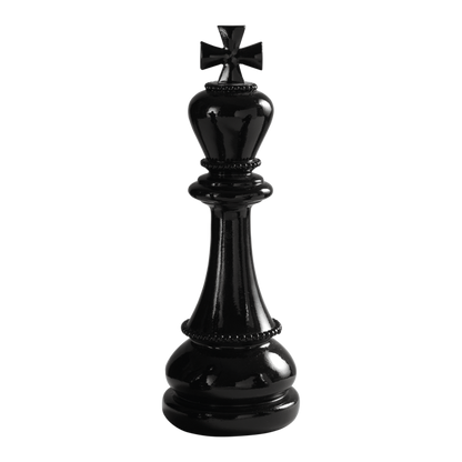 Figura decorativa Re degli Scacchi in resina nero lucido Ø 10,5 x H 30,5 cm – Mascagni Casa

