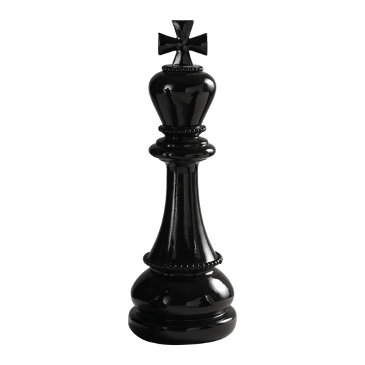 Figura decorativa Re degli Scacchi in resina nero lucido Ø 10,5 x H 30,5 cm – Mascagni Casa

