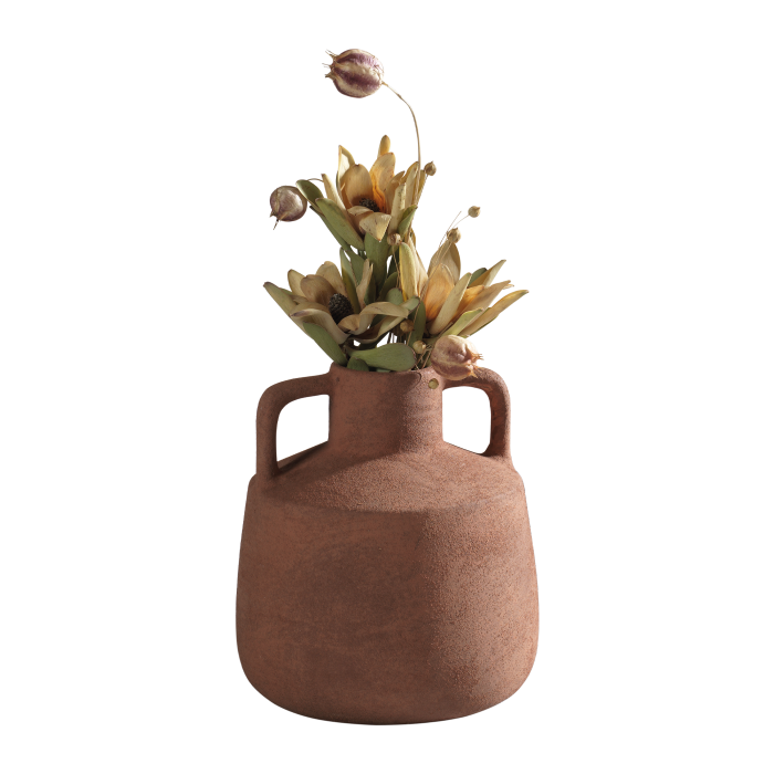 Vaso anfora in ceramica color rame opaca Mascagni Casa Ø 15,5 x H 17,5 cm in stile naturale e moderno, venduto senza fiori
