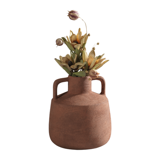 Vaso anfora in ceramica color rame opaca Mascagni Casa Ø 15,5 x H 17,5 cm in stile naturale e moderno, venduto senza fiori
