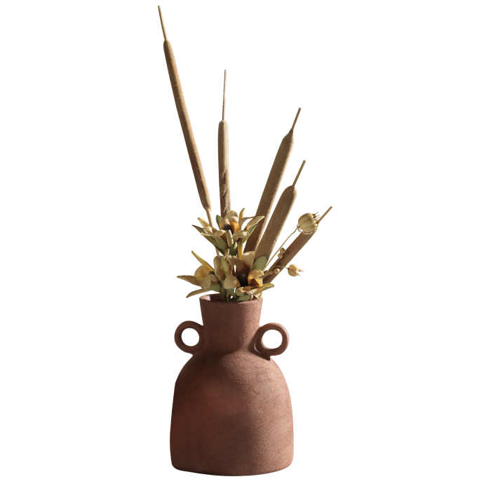 Vaso anfora in ceramica color rame opaca Mascagni Casa Ø 15,5 x H 20,5 cm in stile naturale e moderno, venduto senza fiori
