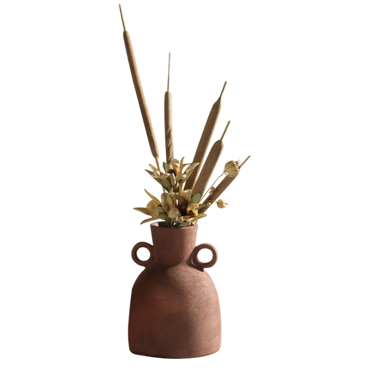 Vaso anfora in ceramica color rame opaca Mascagni Casa Ø 15,5 x H 20,5 cm in stile naturale e moderno, venduto senza fiori
