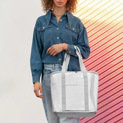 Borsa termica Reisenthel Thermoshopper argento metallizzato Silver Crackle.