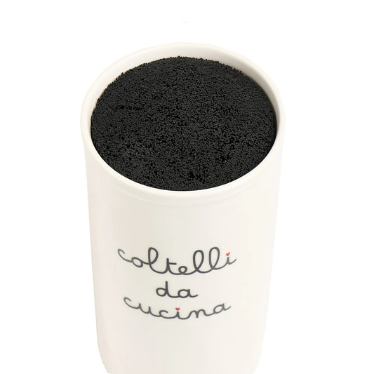 Il Portacoltelli Coltelli da cucina in gres porcellanato di colore bianco e interno in polipropilene, Dimensioni: ø 12,5 x h 24 cm. In negozio e online su tuttochic.it