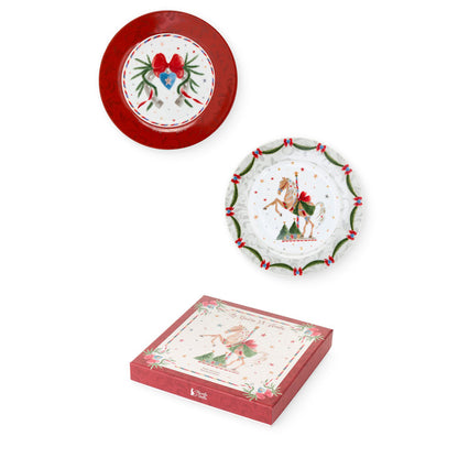 set 2 piatti dolce porcellana decoro natalizio La Giostra di Amelie

