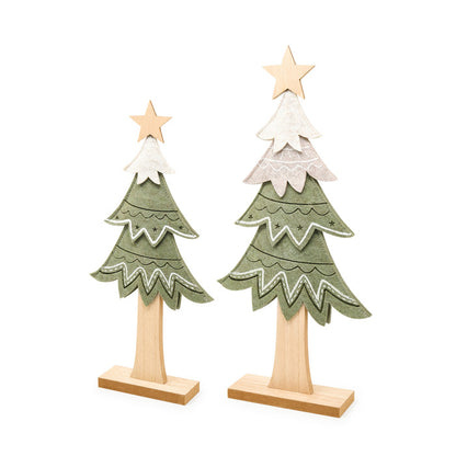 Set 2 alberi in feltro con base in legno
h 32 - 41 cm
