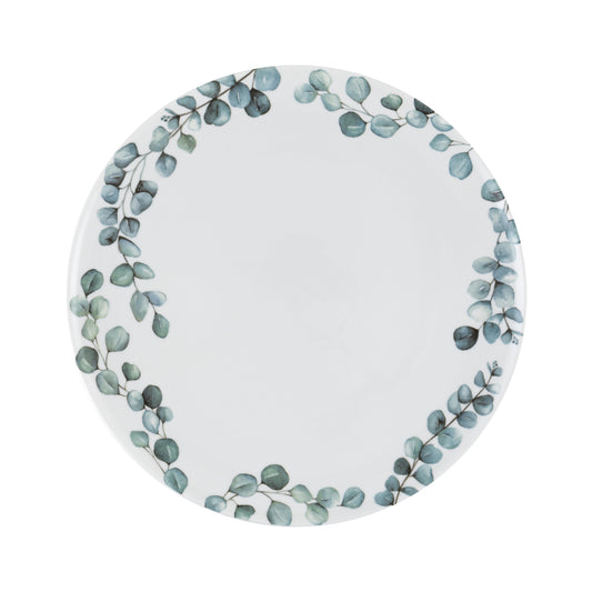 Piatto portata tondo Sempreverde in porcellana decorata unisce l’eleganza della satin porcelain alla delicata bellezza della natura. Ø cm 32 x h 1,3. In negozio e online su tuttochic.it 