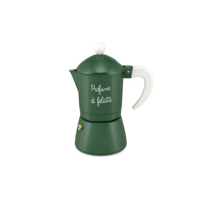 Caffettiera verde bosco 3 tazze Gli Onesti La Porcellana Bianca.