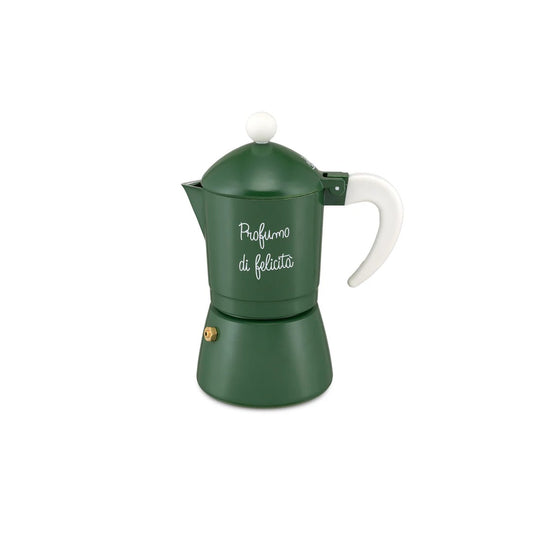 Caffettiera verde bosco 3 tazze Gli Onesti La Porcellana Bianca.