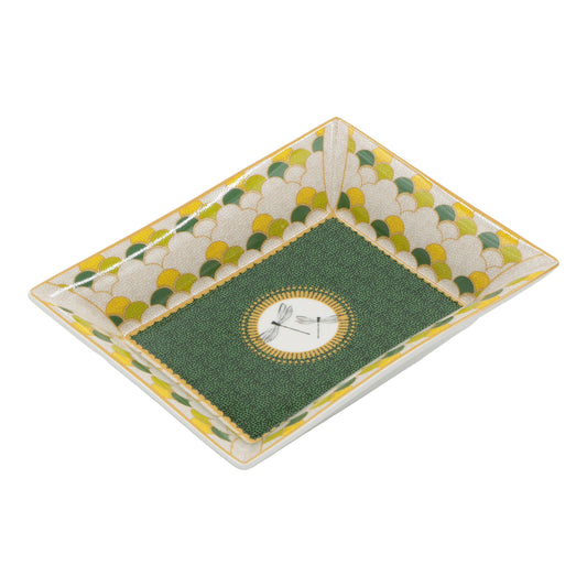 Svuotatasche in porcellana decorata – 16x19,5 cm – Rose & Tulipani – collezione Mirabilia – decoro Libellula – con confezione regalo

