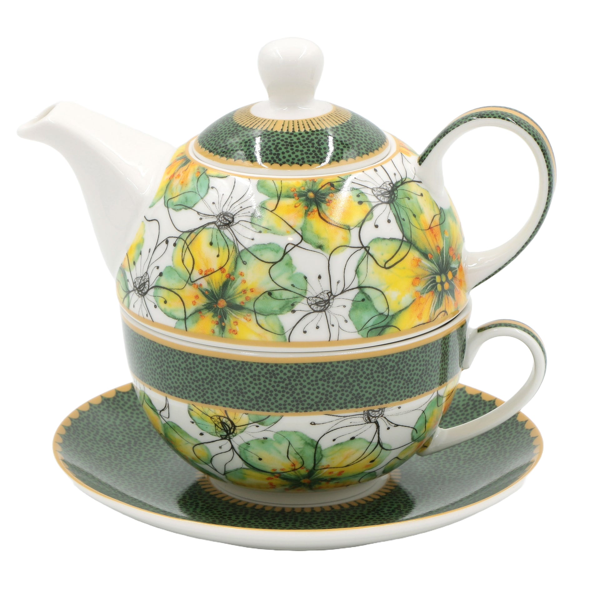 Set Tea for One 400 ml in porcellana – Rose & Tulipani – collezione Mirabilia – con tazza e confezione regalo

