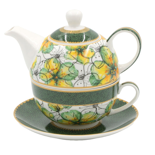 Set Tea for One 400 ml in porcellana – Rose & Tulipani – collezione Mirabilia – con tazza e confezione regalo

