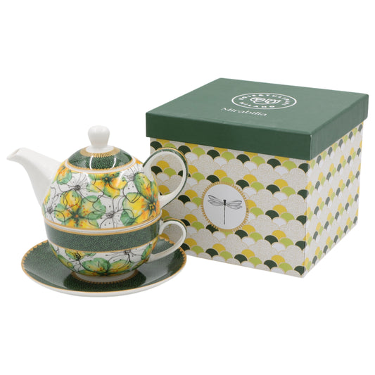 Set Tea for One 400 ml in porcellana – Rose & Tulipani – collezione Mirabilia – con tazza e confezione regalo

