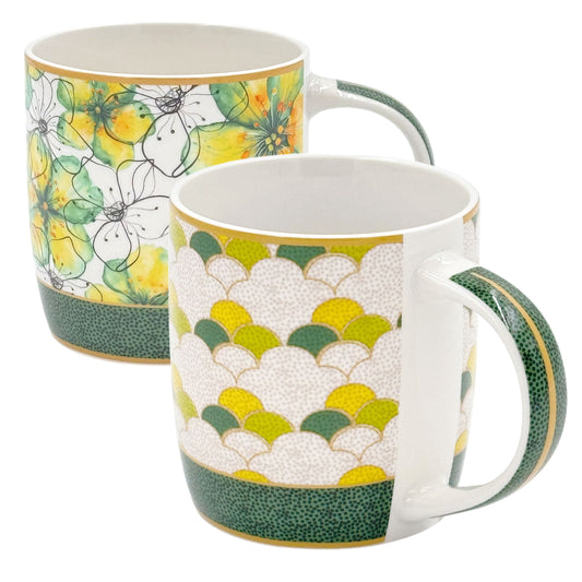 Set 2 mug in porcellana decorata – 350 ml – Rose & Tulipani – collezione Mirabilia – con confezione regalo

