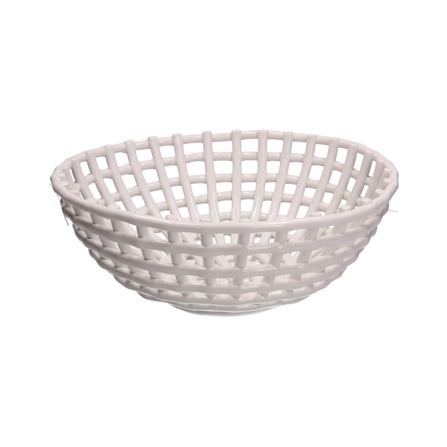 Centrotavola rotondo in porcellana fatto a mano di colore bianco. "Collezione Catturata" di Rituali domestici Dimensioni: Ø 36 x 13 h cm. In negozio e online su tuttochic.it