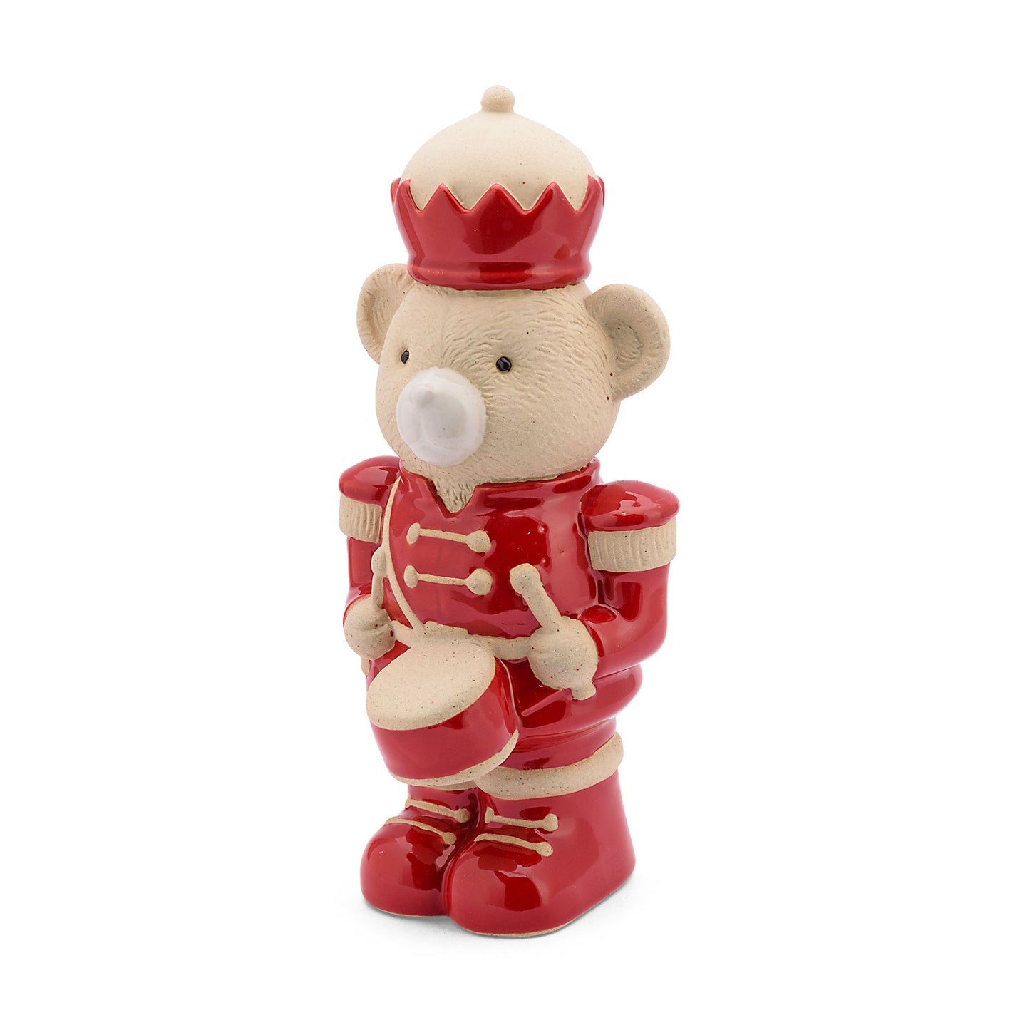 L'elegante Orso rosso della collezione "LAPARATA" di Rituali Domestici è il complemento perfetto per le festività. Questa statuetta decorata come un soldatino schiaccianoci natalizio è realizzata in gres, e dona un tocco raffinato al tuo arredamento. Dimensioni: cm 9.5 x 8.5 x 20 h. In negozio e online su tuttochic.it