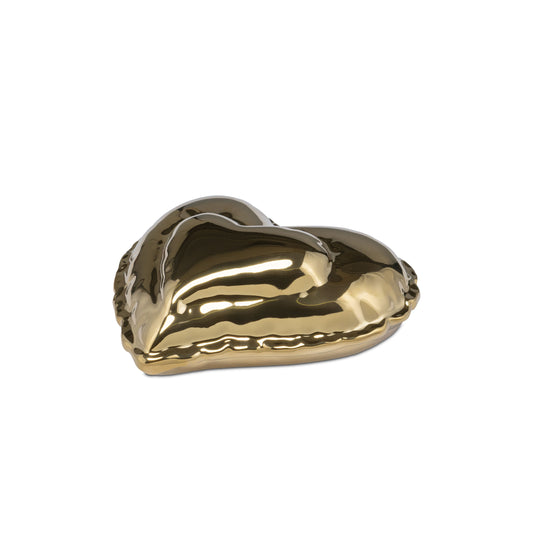 oggetto decorativo cuore oro in ceramica da appoggio o da appendere