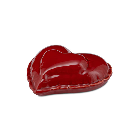 oggetto decorativo cuore rosso in ceramica da appoggio o da appendere