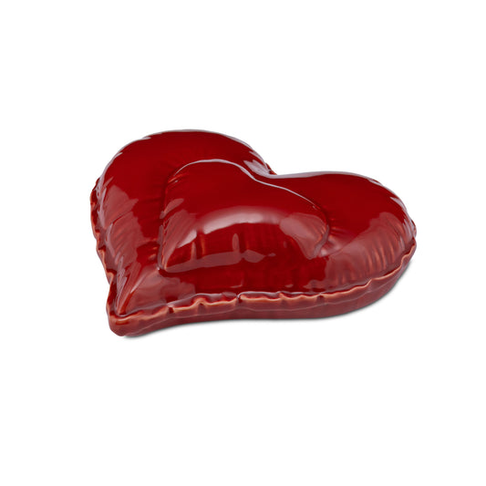 oggetto decorativo cuore rosso in ceramica da appoggio o da appendere