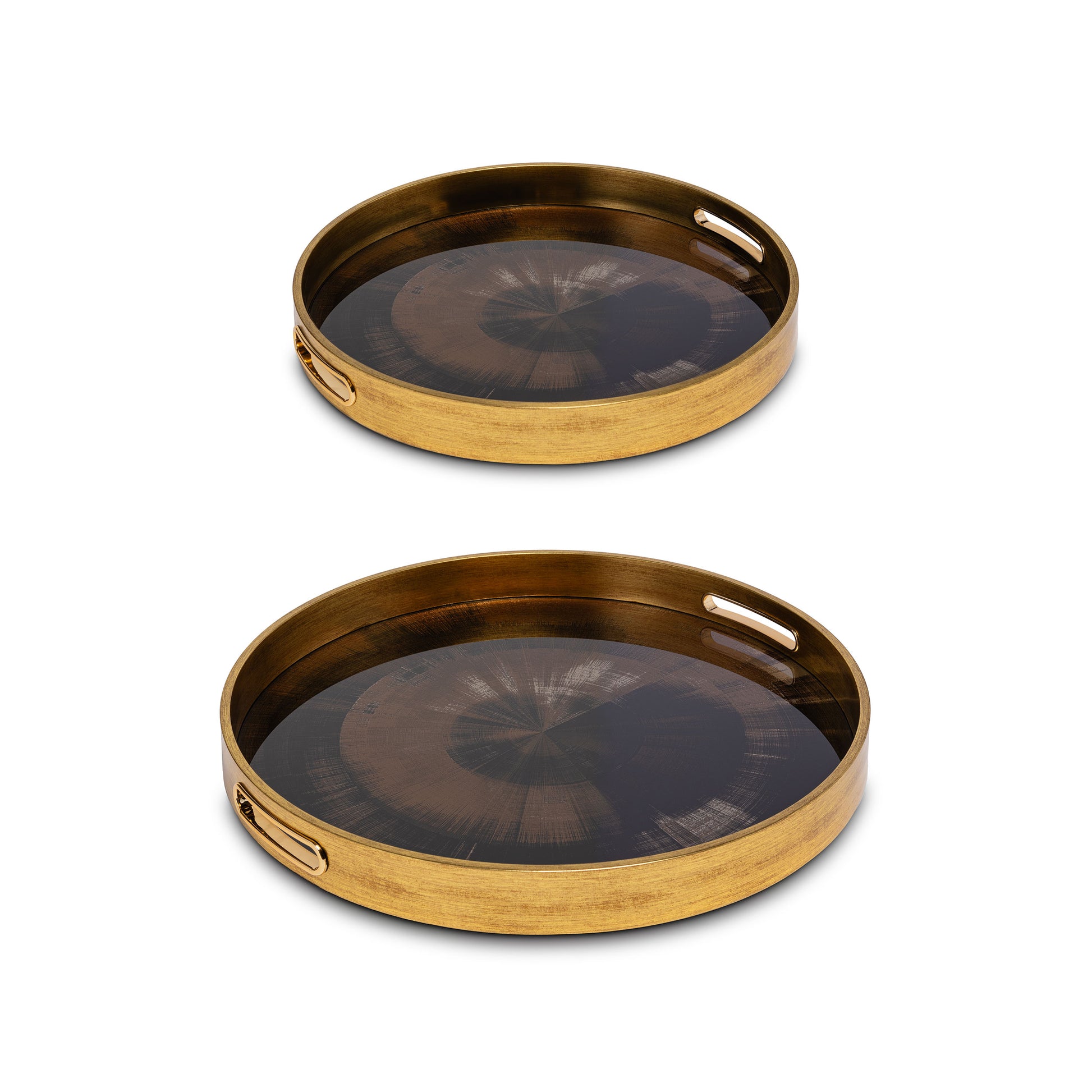 set 2 vassoi tondi Rituali Domestici Galateo Iride oro nero