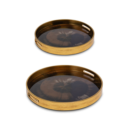 set 2 vassoi tondi Rituali Domestici Galateo Iride oro nero