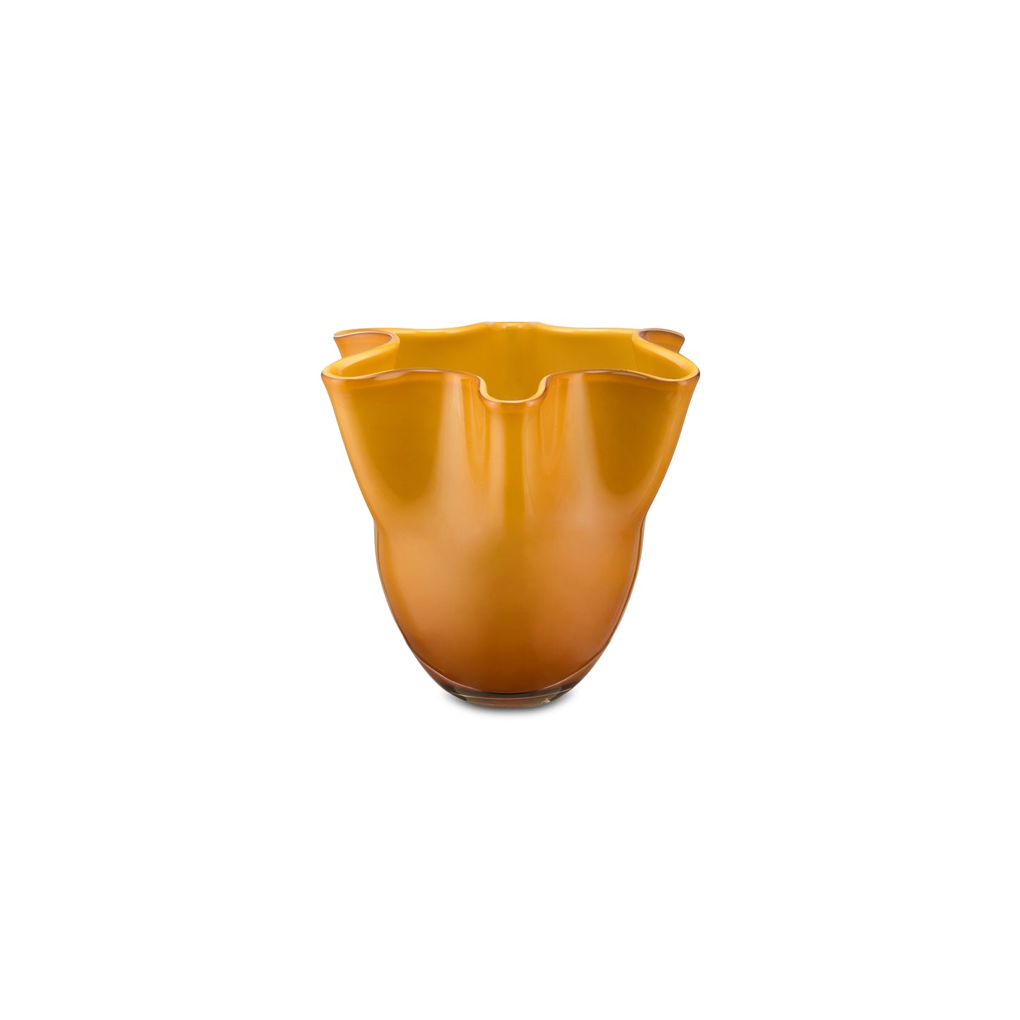 Vaso scultoreo in vetro ambra coprente collezione Tempo di Rituali Domestici.