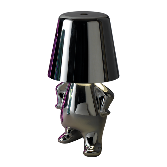 Lampada LED Mascagni Casa modello WHO in argento lucido con sensore touch e design figurativo




